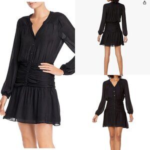 Parker Women's Zee Long Sleeve Ruched Waist Dress Mini Dress Silk Blend | Size 4